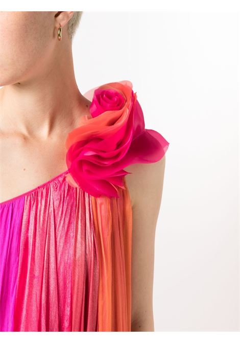 Multicolored floral-appliqué pleated one-shoulder gown - women IRIS SERBAN | 13SAYASSMPL